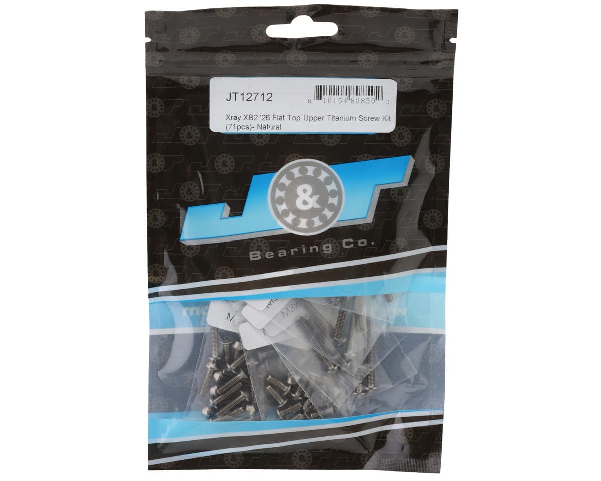 J&T Bearing Co. Xray XB2 2026 Flat Top Upper Titanium Screw Kit (Natural)