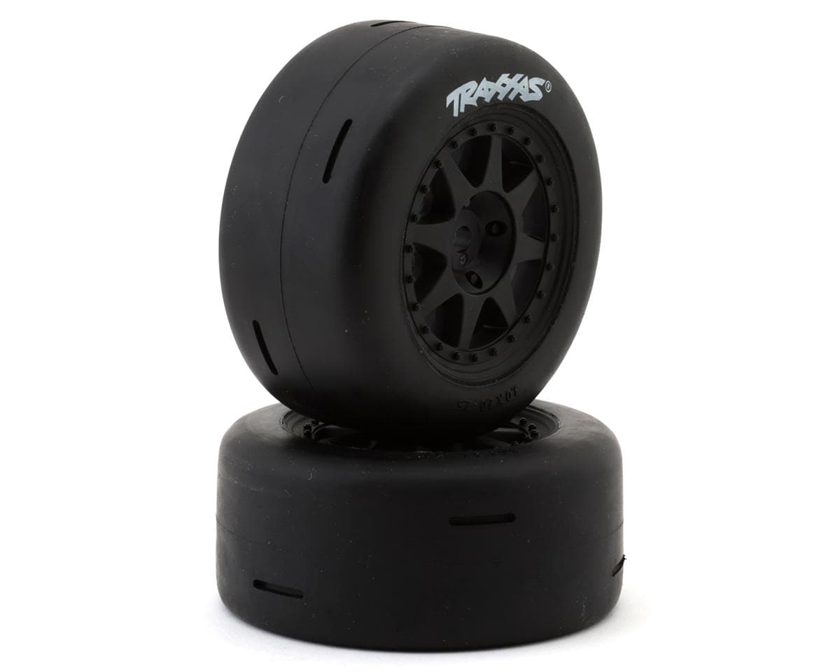 Traxxas Mini Rally Dual Profile Rear Pre-Mounted Slick Tires (Black) (2) (Soft)