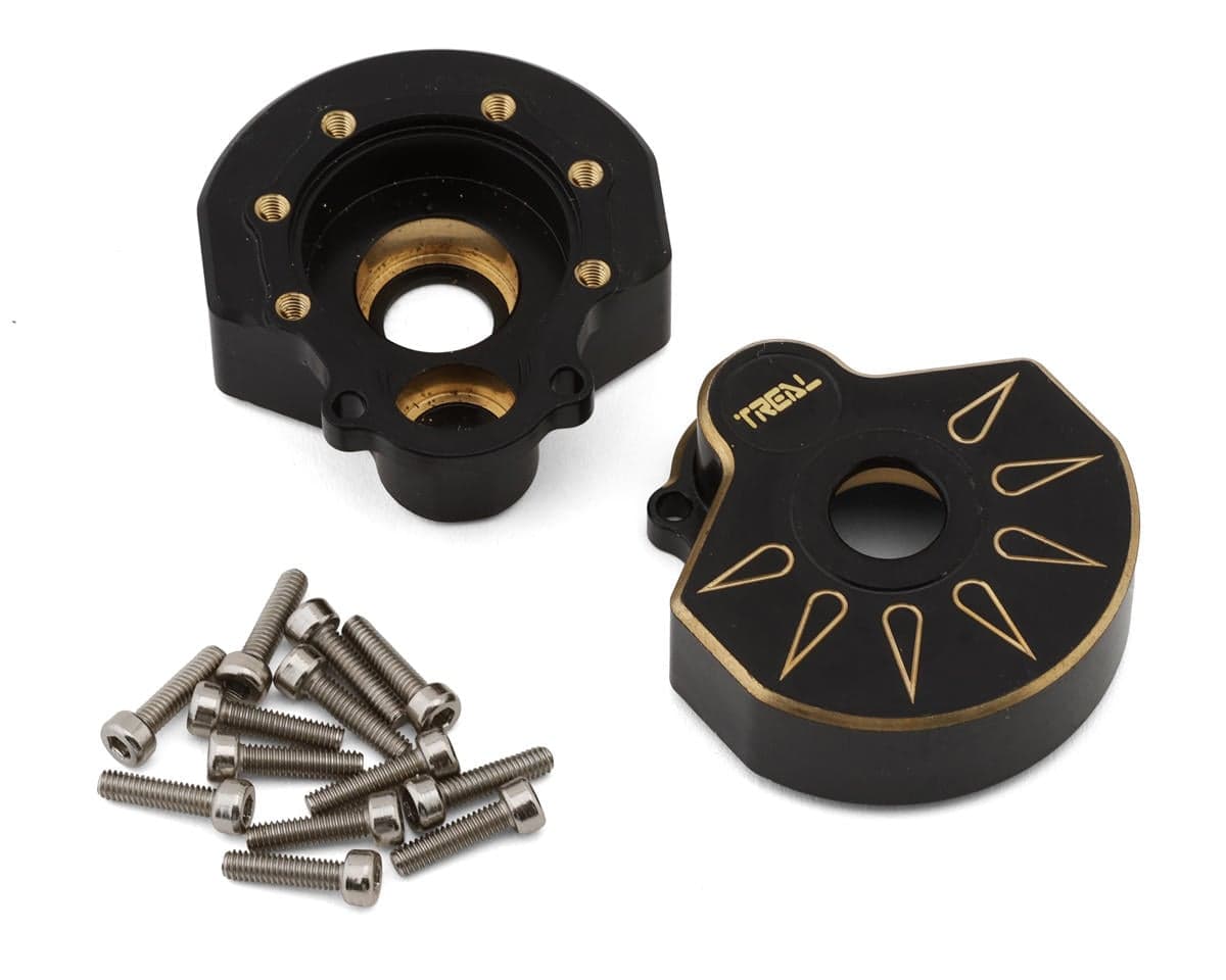 Treal Hobby Heavy Brass Outer Portal Housing Covers for Traxxas TRX-4 (Black) (2) (76g ea)
