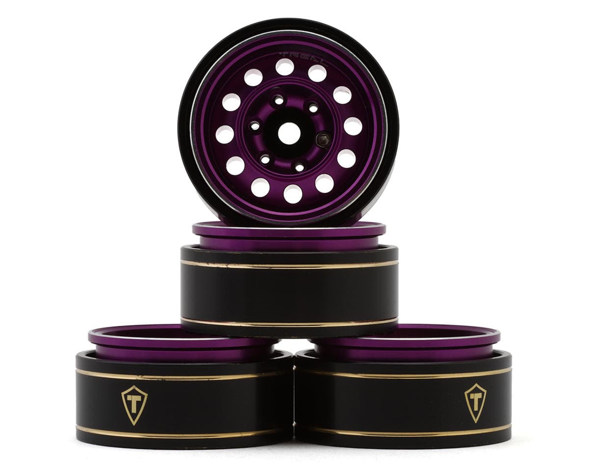 Treal Hobby Type K 1.0" 12-Hole Beadlock Classic Vintage Wagon Wheels (Purple) (4) (28.9g ea)