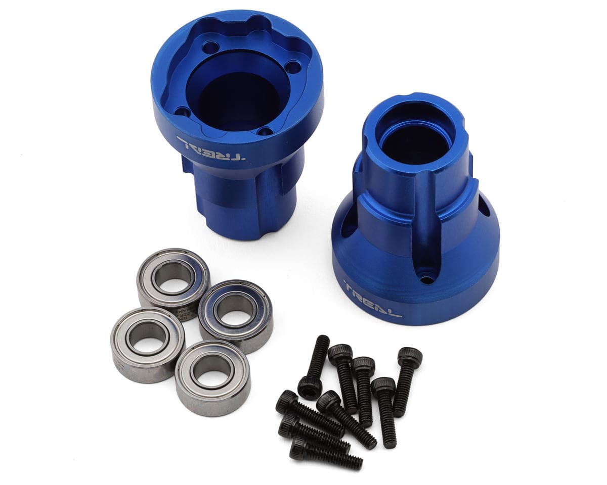 Treal Hobby Losi® LMT™ Aluminum Rear Axle Mounts (Blue) (2) (0°) w/Ball Bearings