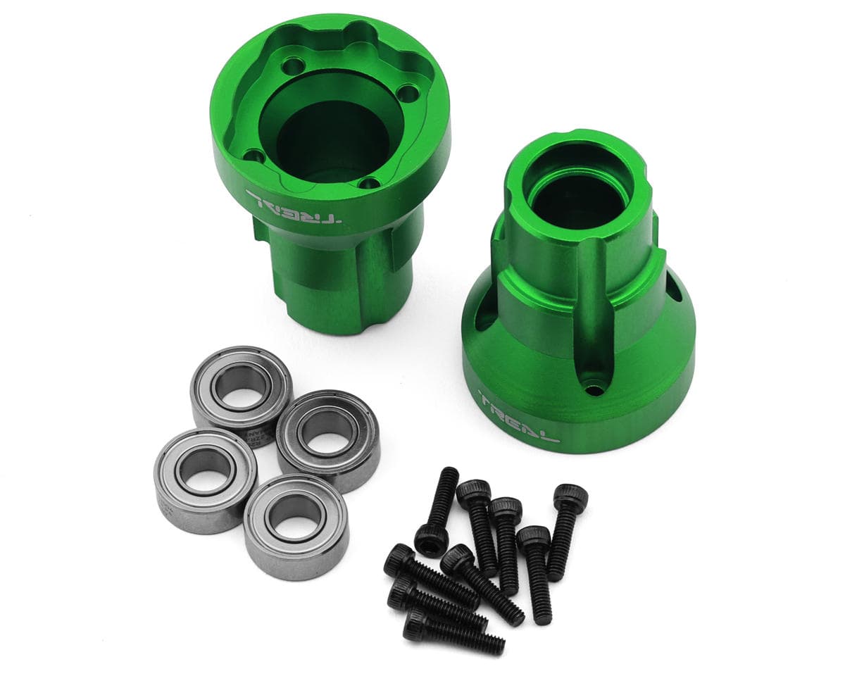 Treal Hobby Losi® LMT™ Aluminum Rear Axle Mounts (Green) (2) (0°) w/Ball Bearings