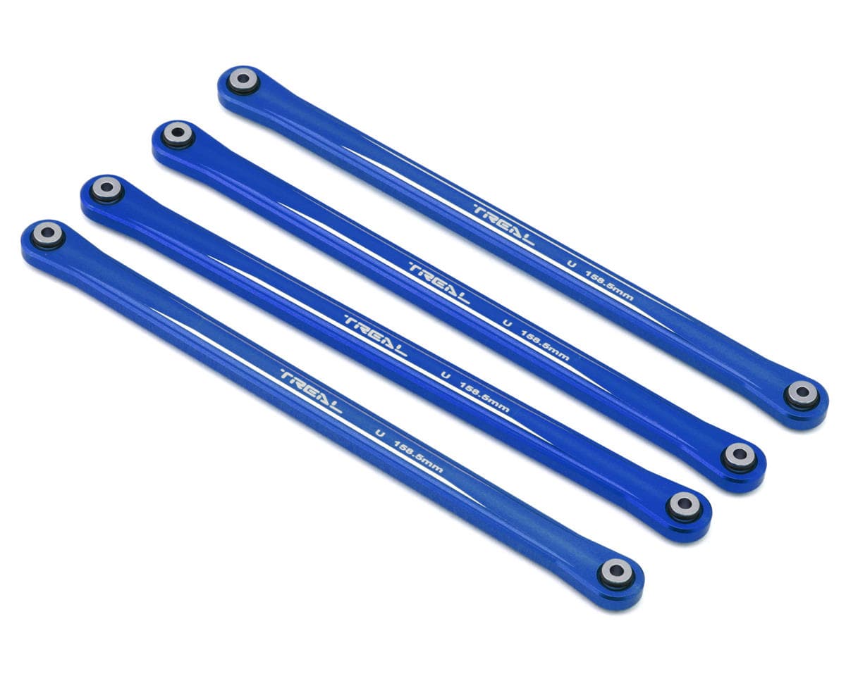 Treal Hobby Losi LMT CNC-Aluminum Extended Upper Suspension Links Set (Blue) (LMT 2.0/Bog Hog/King Sling)