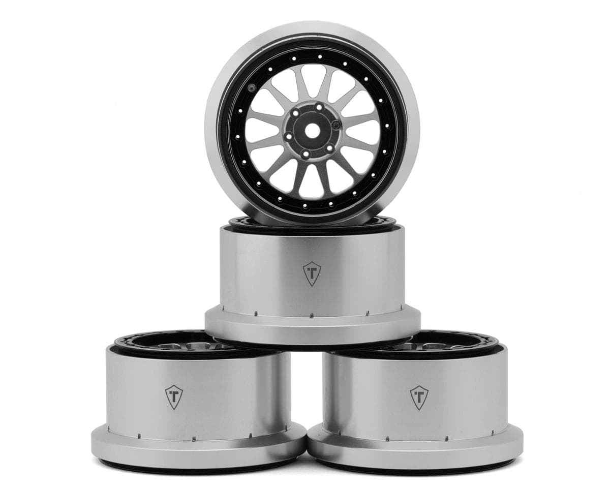 Treal Hobby Aluminum Beadlock Monster Truck Wheels for Traxxas® Mini Maxx® (Silver/Black) (4) w/12mm Hex