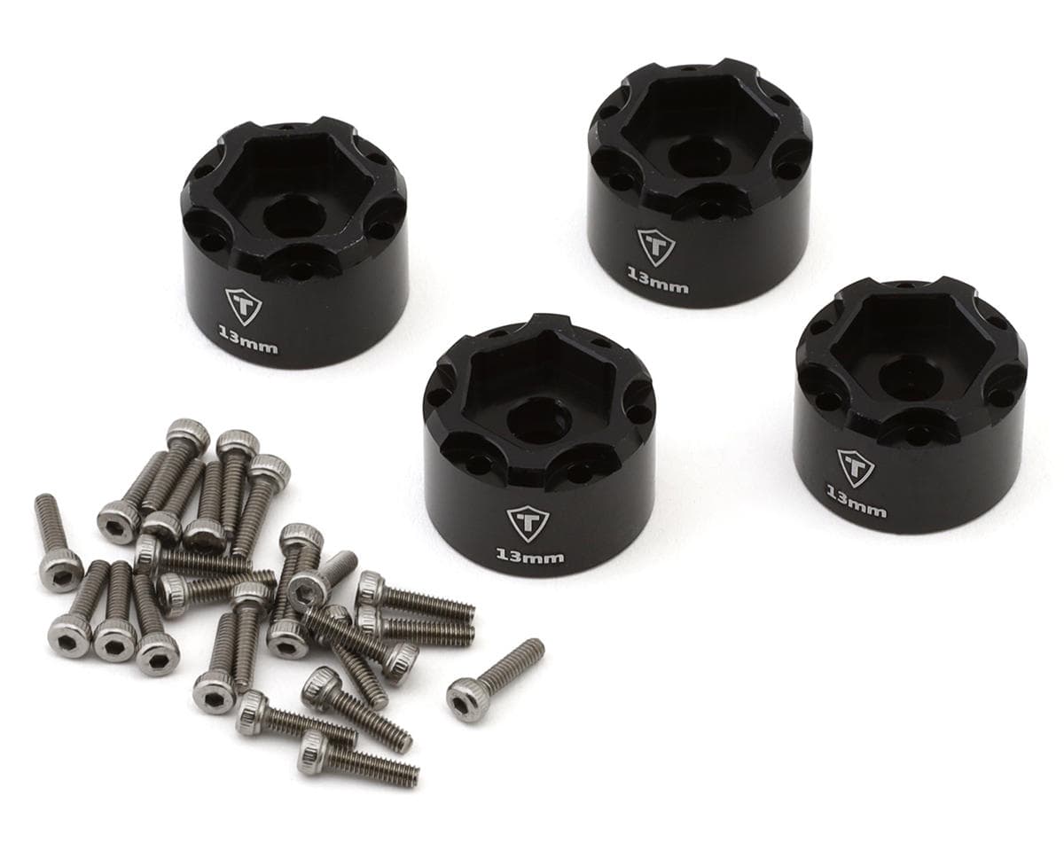 Treal Hobby 7075 Aluminum Extended Wheel Hex Hubs for Traxxas® Mini Maxx® (Black) (+13mm) (4)