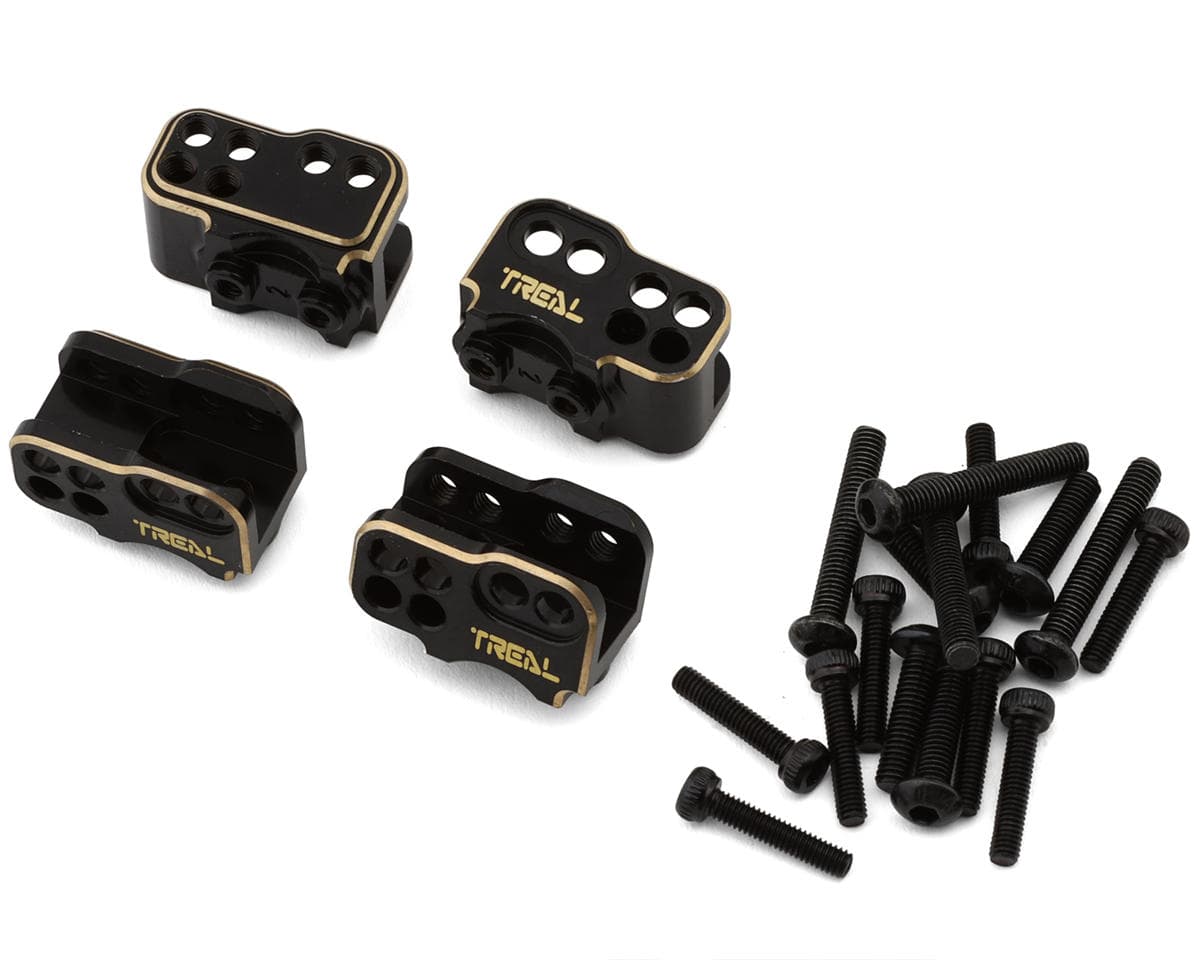 Treal Hobby Axial SCX10 II Brass Lower Shocks & Suspension Links Mounts Set (Black)