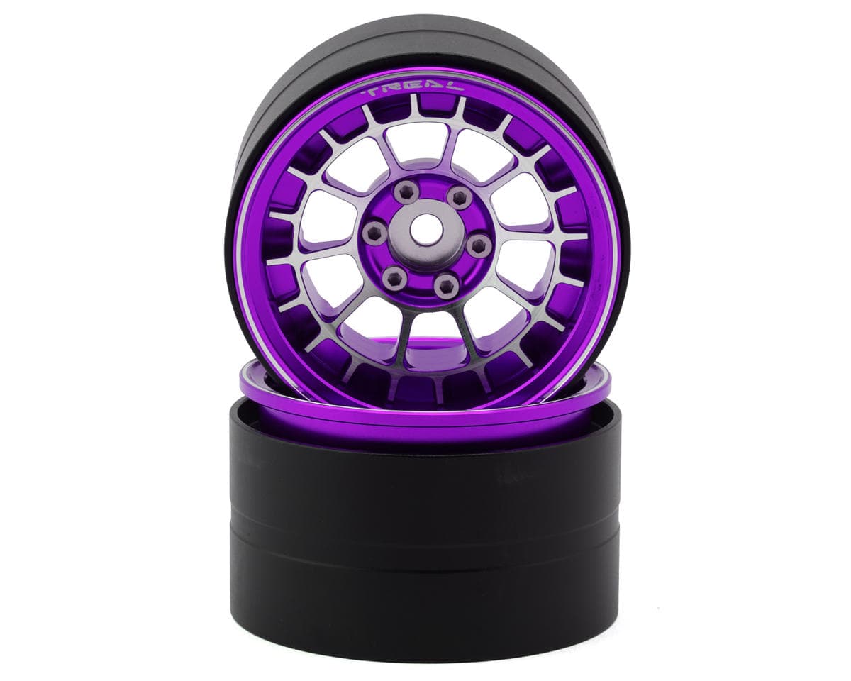 Treal Hobby 2.2" Type-A Aluminum 1/10 Rock Crawler Beadlock Wheels (Purple) (2) (115g ea)