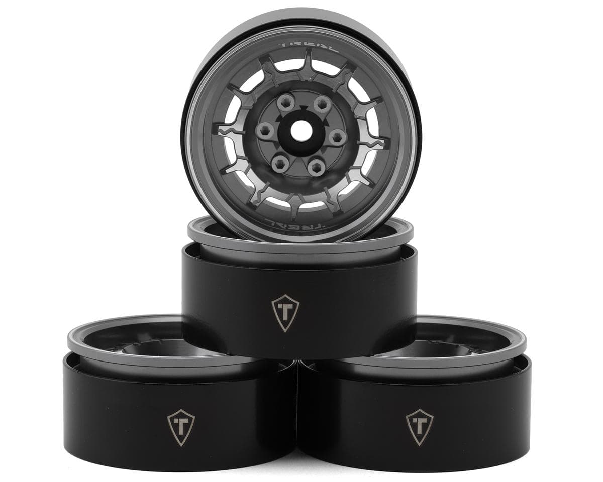 Treal Hobby 1.9" Type-M Aluminum Crawler Beadlock Wheels (Titanium) (4) (122.9g ea)