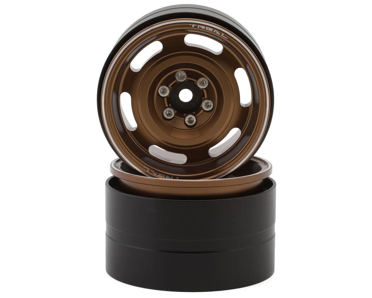Treal Hobby 2.2" Type B Vintage Wagon Aluminum 1/10 Rock Crawler Beadlock Wheels (Bronze) (2) (120g ea)