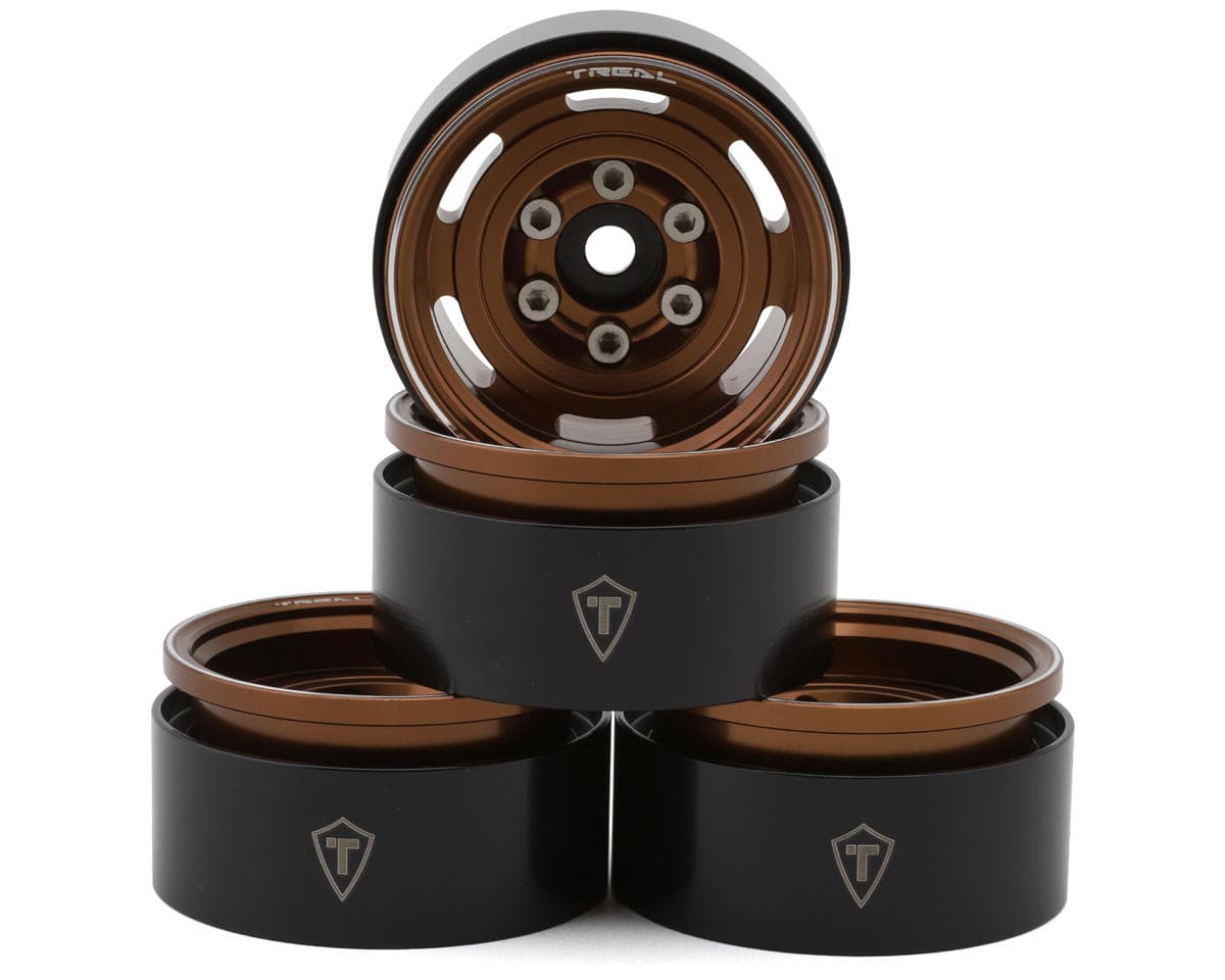 Treal Hobby 1.55" Type A Vintage Wagon Aluminum Crawler Beadlock Wheels (Bronze) (4) (103.7g ea)