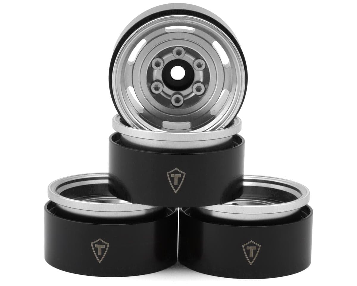 Treal Hobby 1.55" Type A Vintage Wagon Aluminum Crawler Beadlock Wheels (Silver) (4) (103.7g ea)