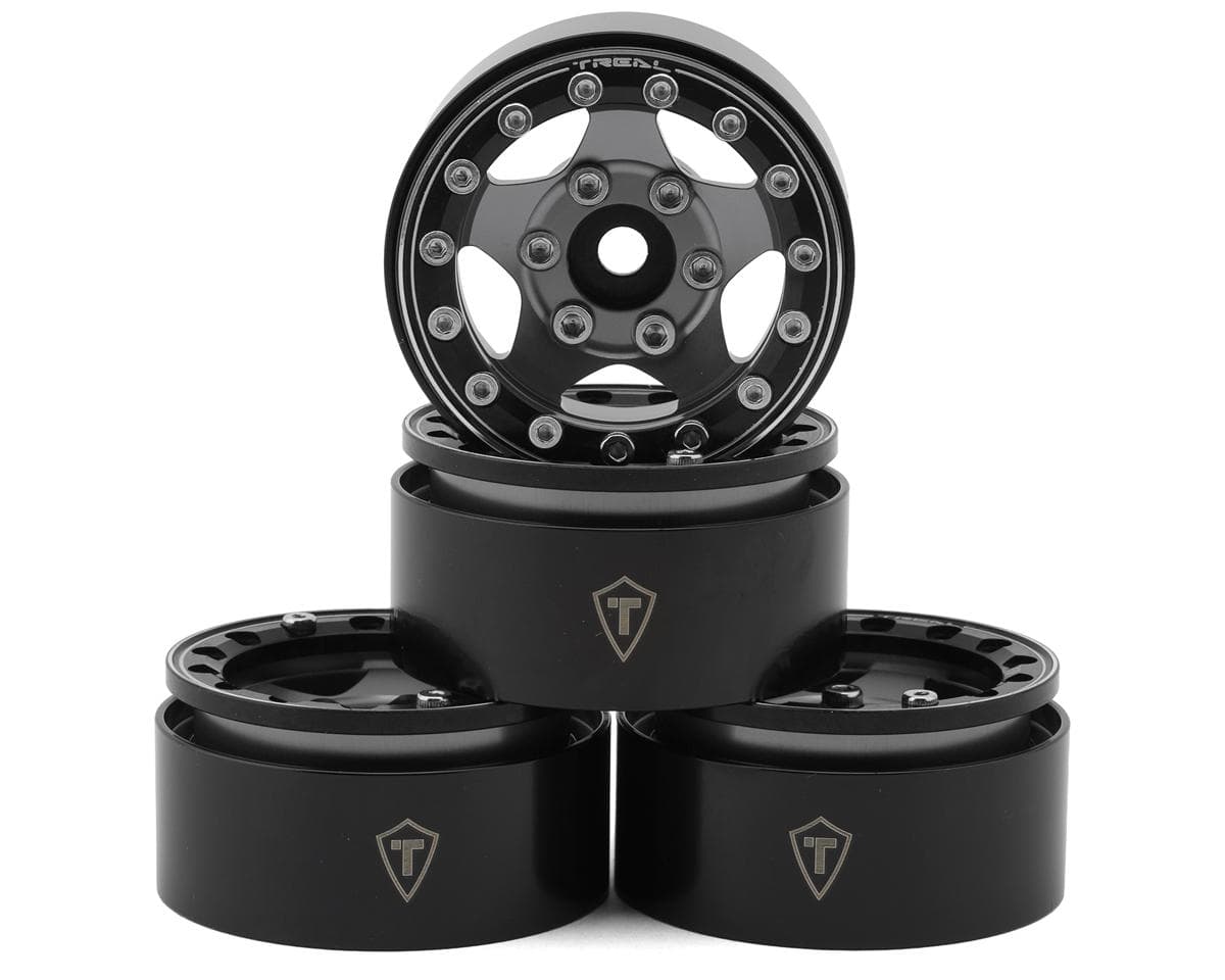 Treal Hobby Type B 1.55" Classic 5-Spoke Beadlock Wheels (Grey) (4) (102.5g ea)