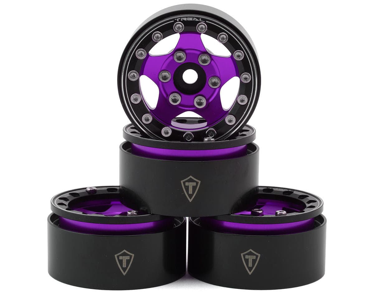 Treal Hobby Type B 1.55" Classic 5-Spoke Beadlock Wheels (Purple) (4) (102.5g ea)