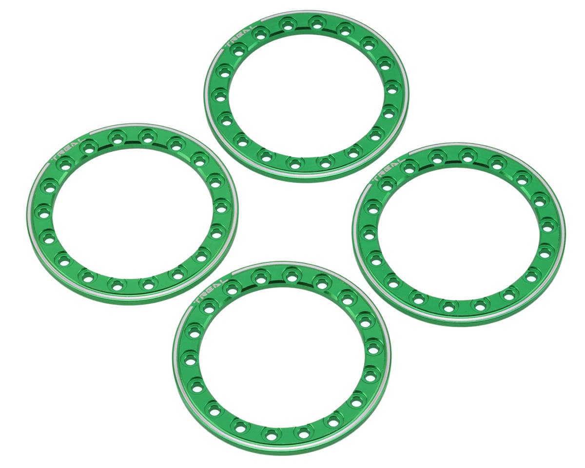 Treal Hobby 1.9" Type D & E Beadlock Wheel Aluminum Rings (Green) (4)