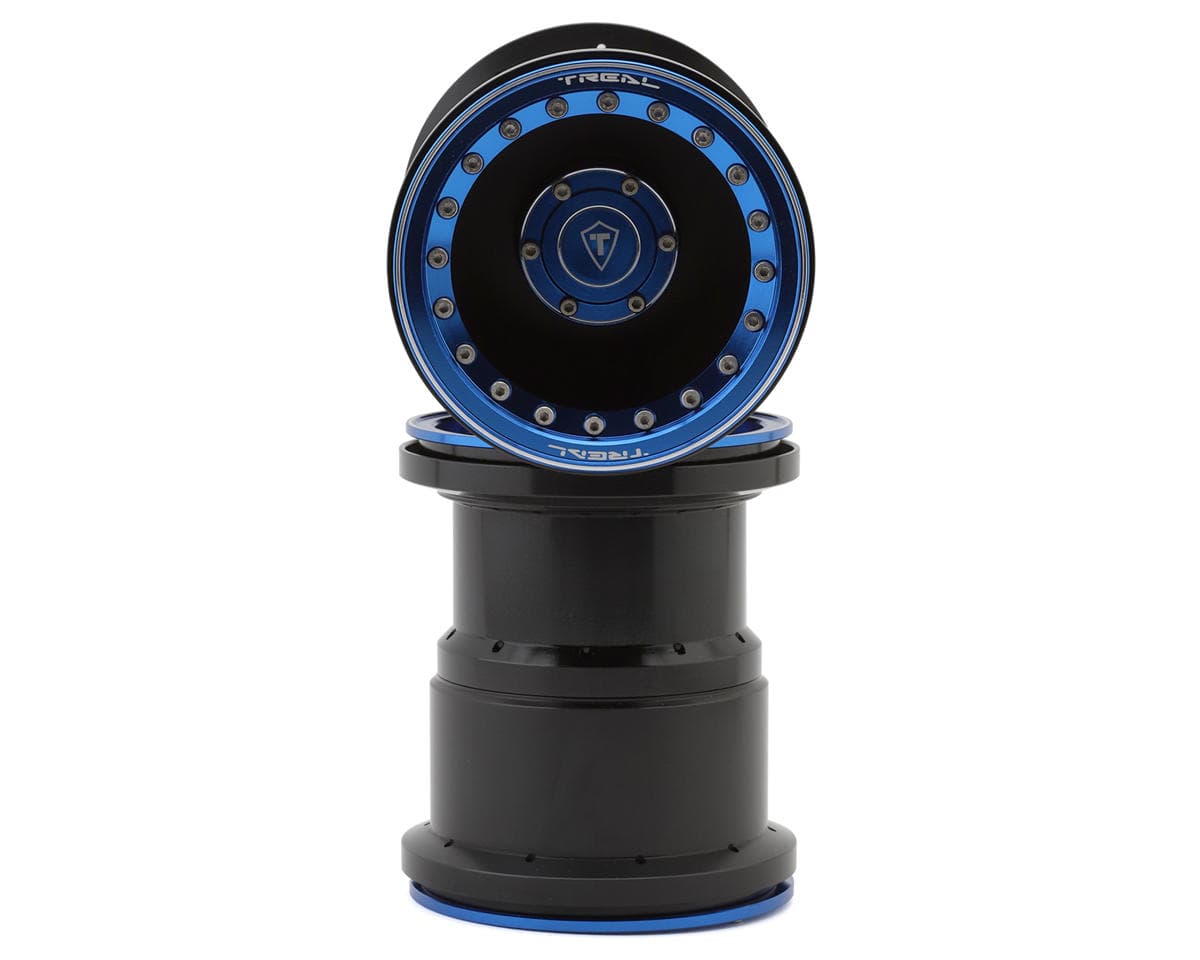 Treal Hobby 2.6" Aluminum Beadlock Monster Truck Wheels (Blue/Black) (2) (12mm Hex)