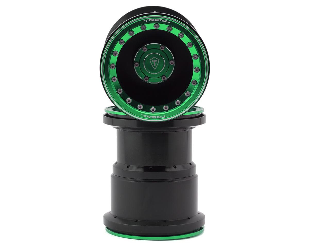 Treal Hobby 2.6" Aluminum Beadlock Monster Truck Wheels (Green/Black) (2) (12mm Hex)