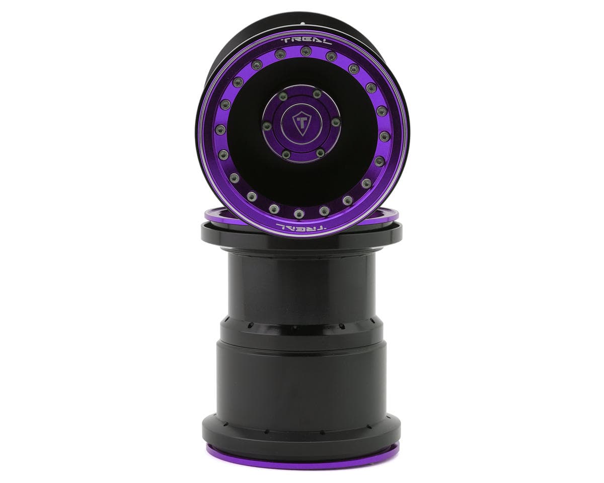 Treal Hobby 2.6" Aluminum Beadlock Monster Truck Wheels (Purple/Black) (2) (12mm Hex)