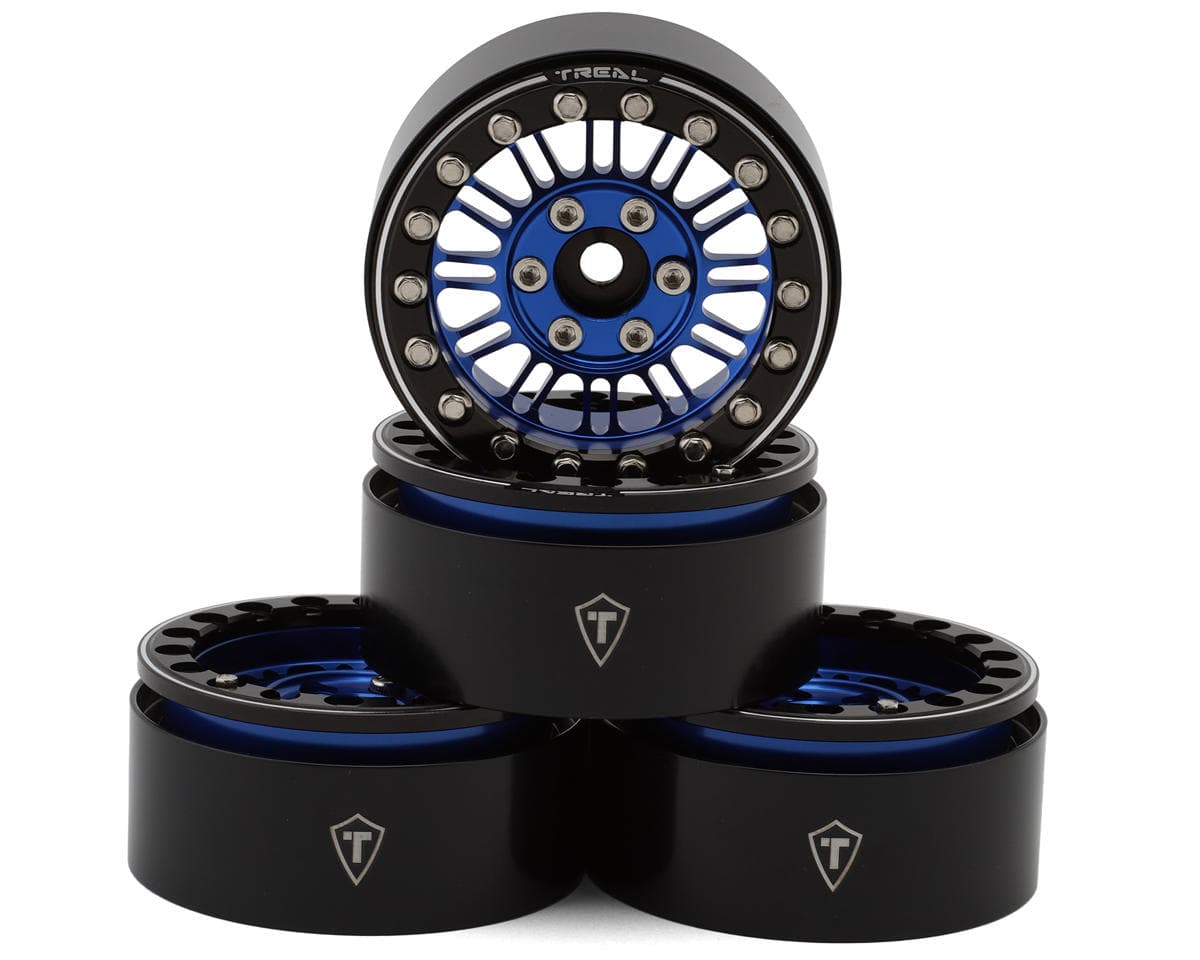 Treal Hobby 1.9" Type K Multi-Spoke Aluminum Crawler Beadlock Wheels (Blue) (4) (122.7g ea)