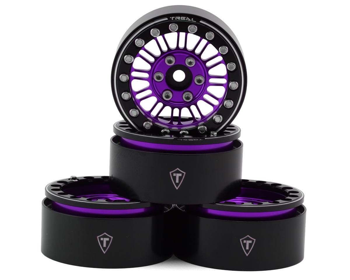 Treal Hobby 1.9" Type K Multi-Spoke Aluminum Crawler Beadlock Wheels (Purple) (4) (122.7g ea)