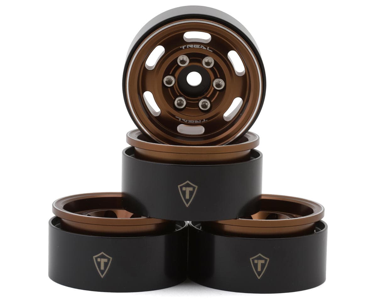Treal Hobby 1.55" Type C Vintage Wagon Aluminum Crawler Beadlock Wheels (Bronze) (4) (101.2g ea)