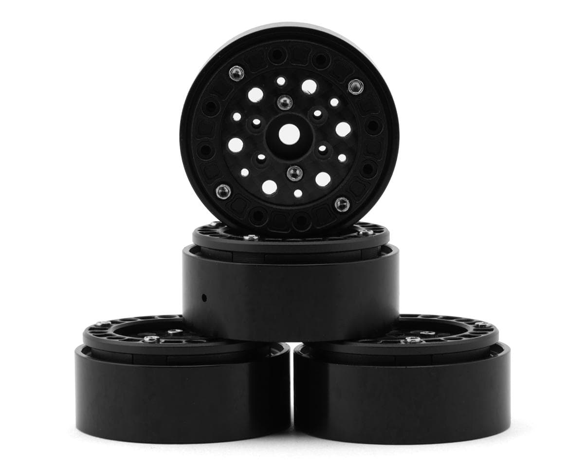 Redcat 1.3" Aluminum & Carbon Fiber Micro Crawler Beadlock Wheels (Black) (4) (23.8g ea)
