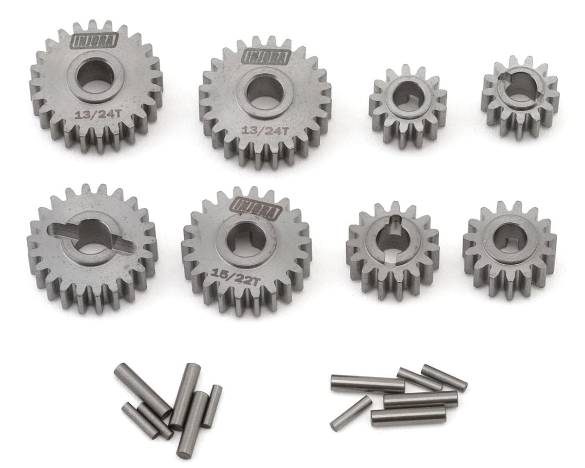 Injora Redcat Ascent-18 Stainless Steel Overdrive & Underdrive Portal Gears Set (15T/22T Overdrive 12%) (13T/24T Underdrive 11%)