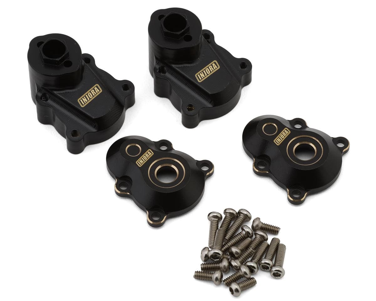 Injora Redcat Ascent-18 Brass Rear Outer & Inner Portal Covers Set (Black) (45g Total Weight)
