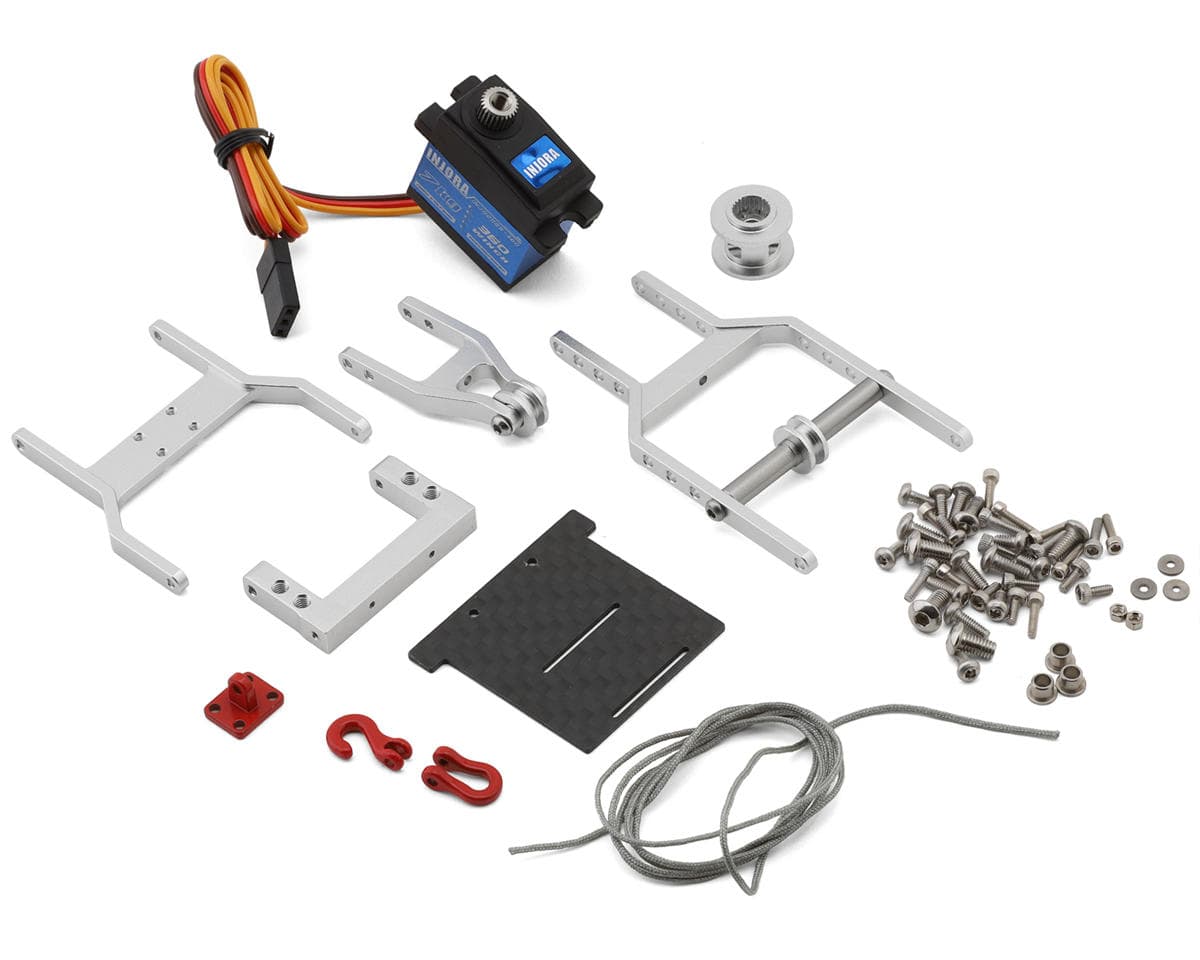Injora Axial SCX24 1/24 Tow Truck Crane Kit & INJS2065-360 Winch Servo (Silver)