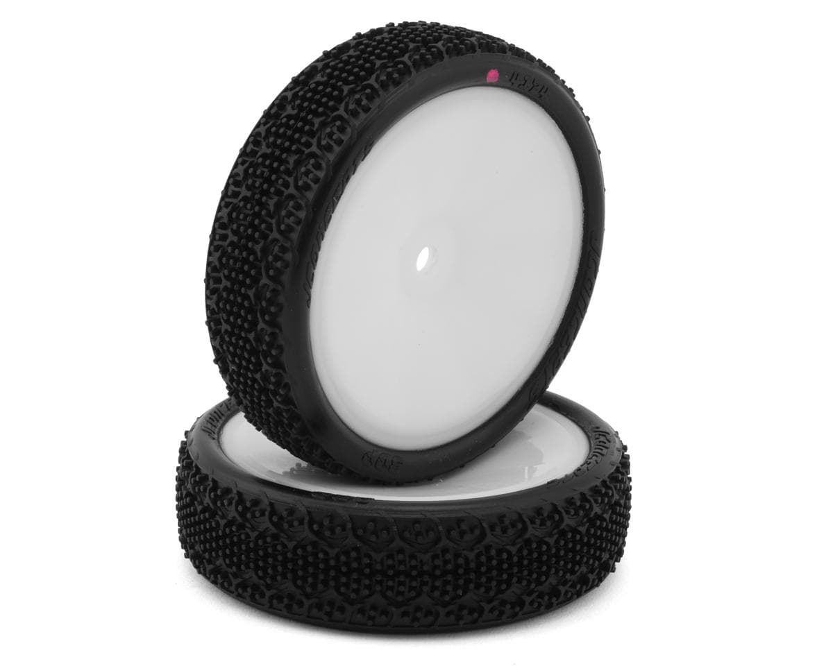 JConcepts 3DP 2.2" Pre-Mounted 2WD Front Buggy Carpet Tires (White) (2) (Pink) w/12mm Hex