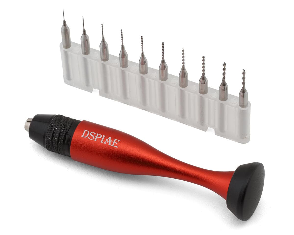Dspiae Aluminum Alloy General Purpose Chuck Hand Drill Set w/Tungsten Steel Bits (0.3-1.2mm)