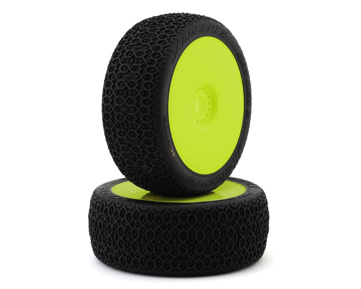 JConcepts Dirt Web 2 Pre-Mounted 1/8 Buggy Tires (2) (Yellow) (G2 - Medium)