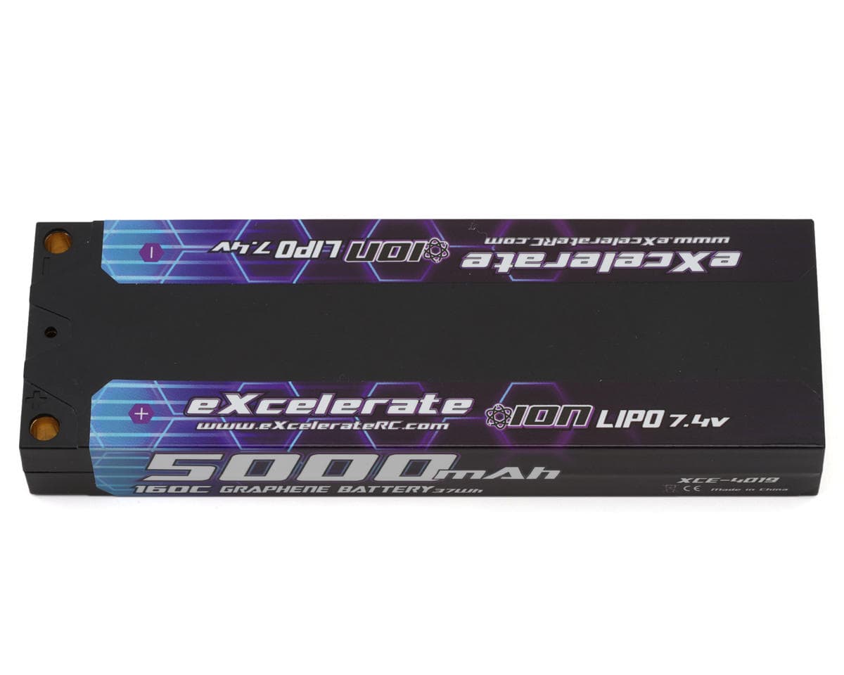 eXcelerate ION Graphene 2S Ultra Low CG 160C LiPo Battery (7.4V/5000mAh) w/5mm Bullets