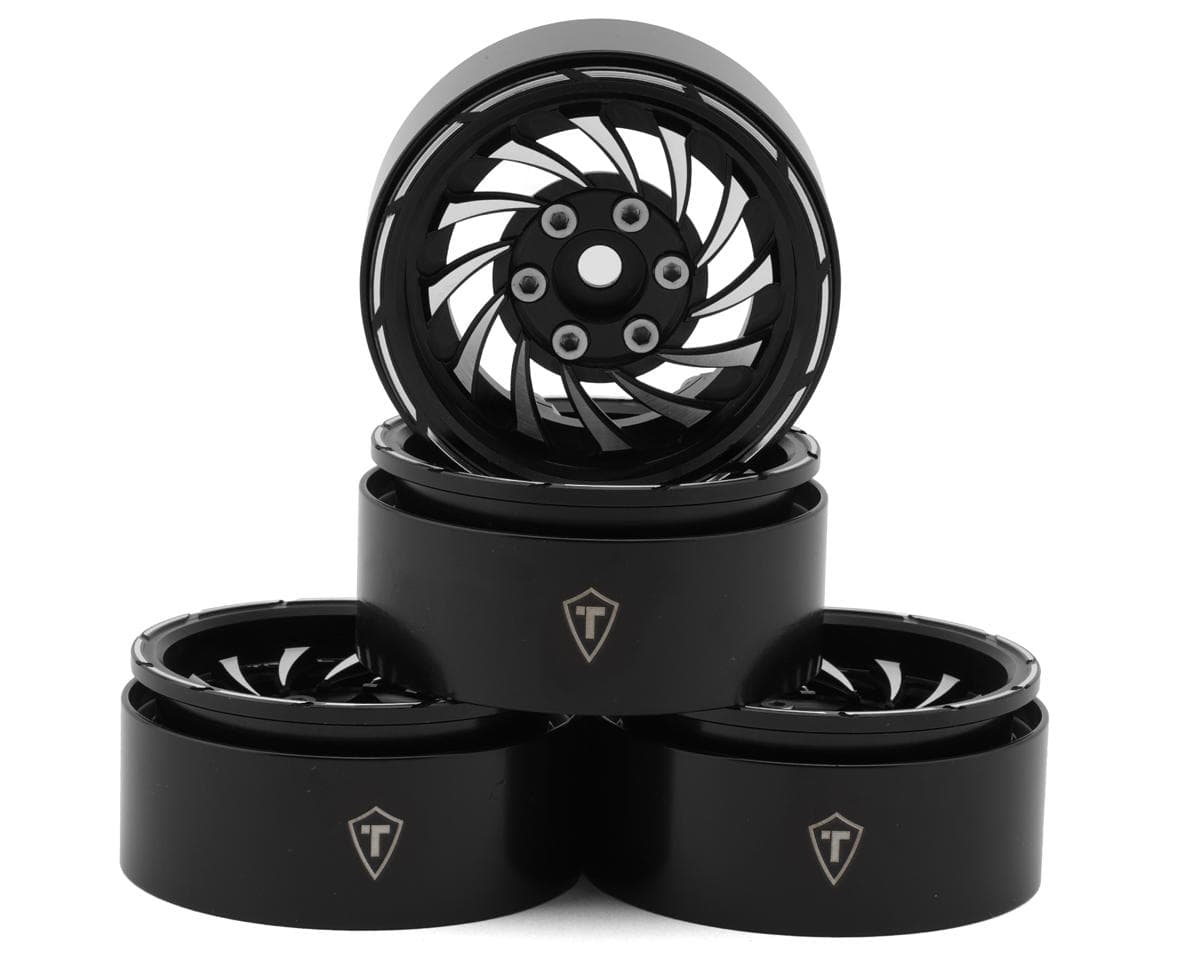 Treal Hobby Cyclone 1.9" Aluminum Beadlock Wheels (Black) (4) (122.5g)