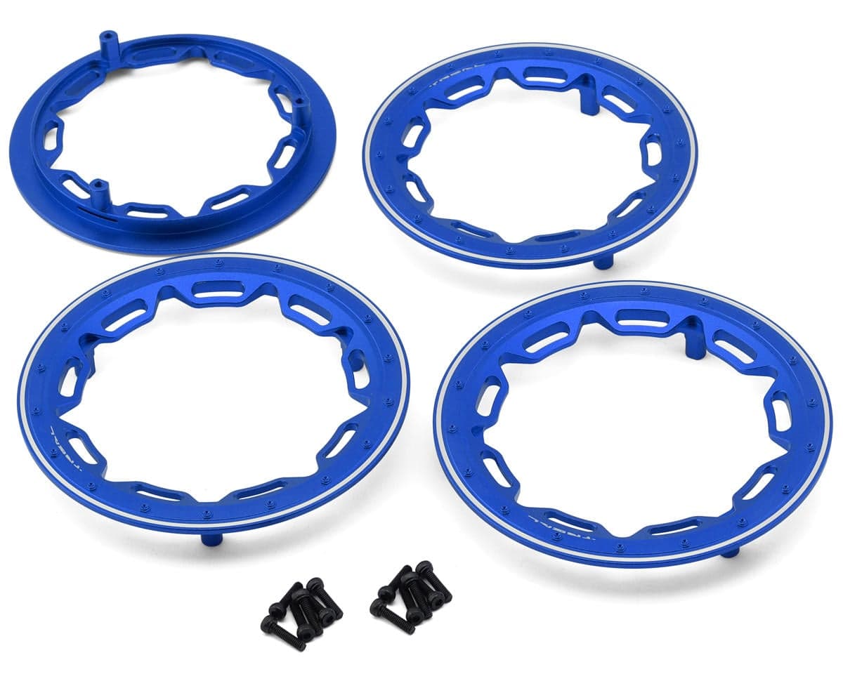 Treal Hobby 7075 Aluminum Front Wheel Rings for Traxxas® Funco® Pro Scale® (Blue) (4) (3.5")
