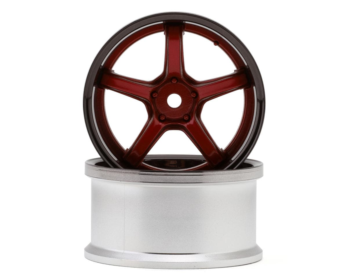 LAB Work Emotion T5R 1/10 2-Piece Concave Drift Wheels (Candy Red/Black) (2) (6mm Offset) w/12mm Hex