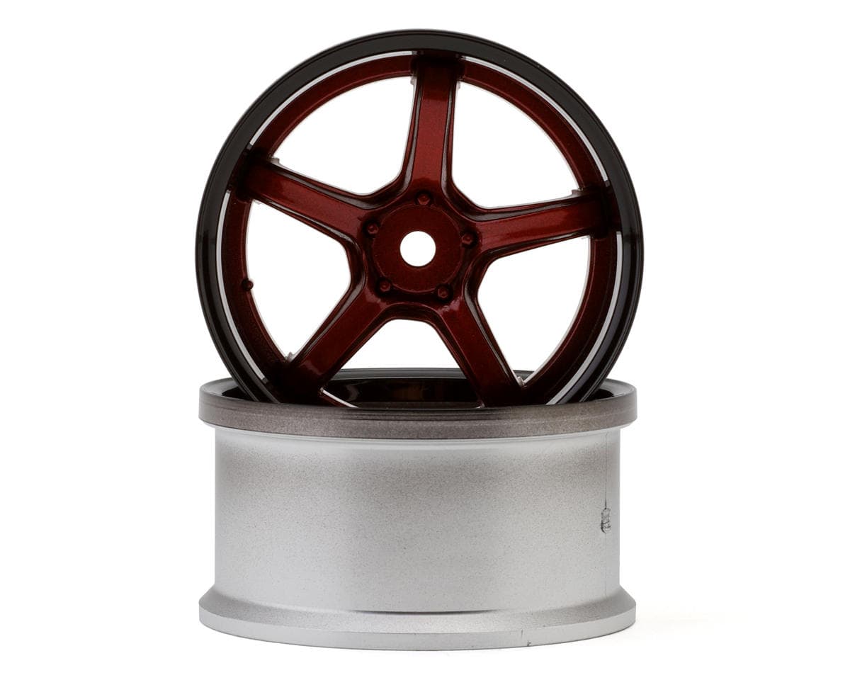 LAB Work Emotion T5R 1/10 2-Piece Concave Drift Wheels (Candy Red/Black) (2) (8mm Offset) w/12mm Hex