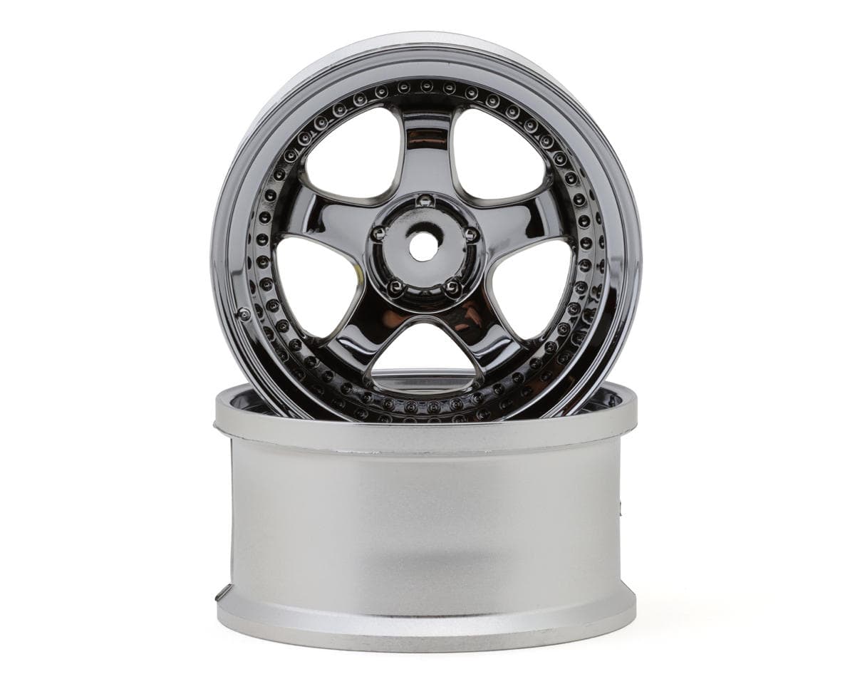 LAB Work Meister S1 1/10 Super High Traction 3-Piece Drift Wheels (Chrome) (2) (8mm Offset) w/12mm Hex