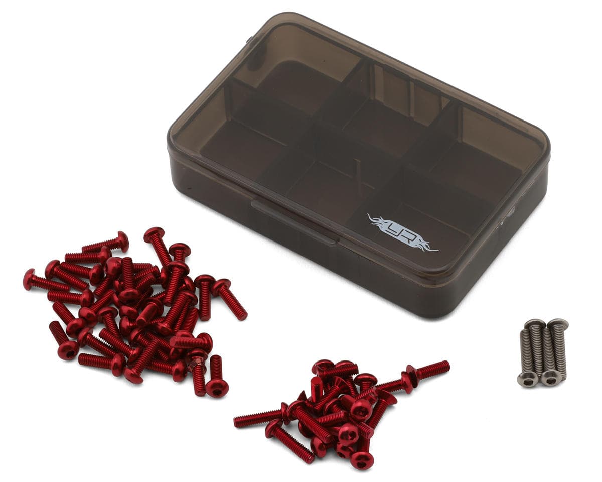 Yeah Racing Tamiya TT-02 Assorted 7075 Aluminum & Titanium Screw Set (Red) w/Container