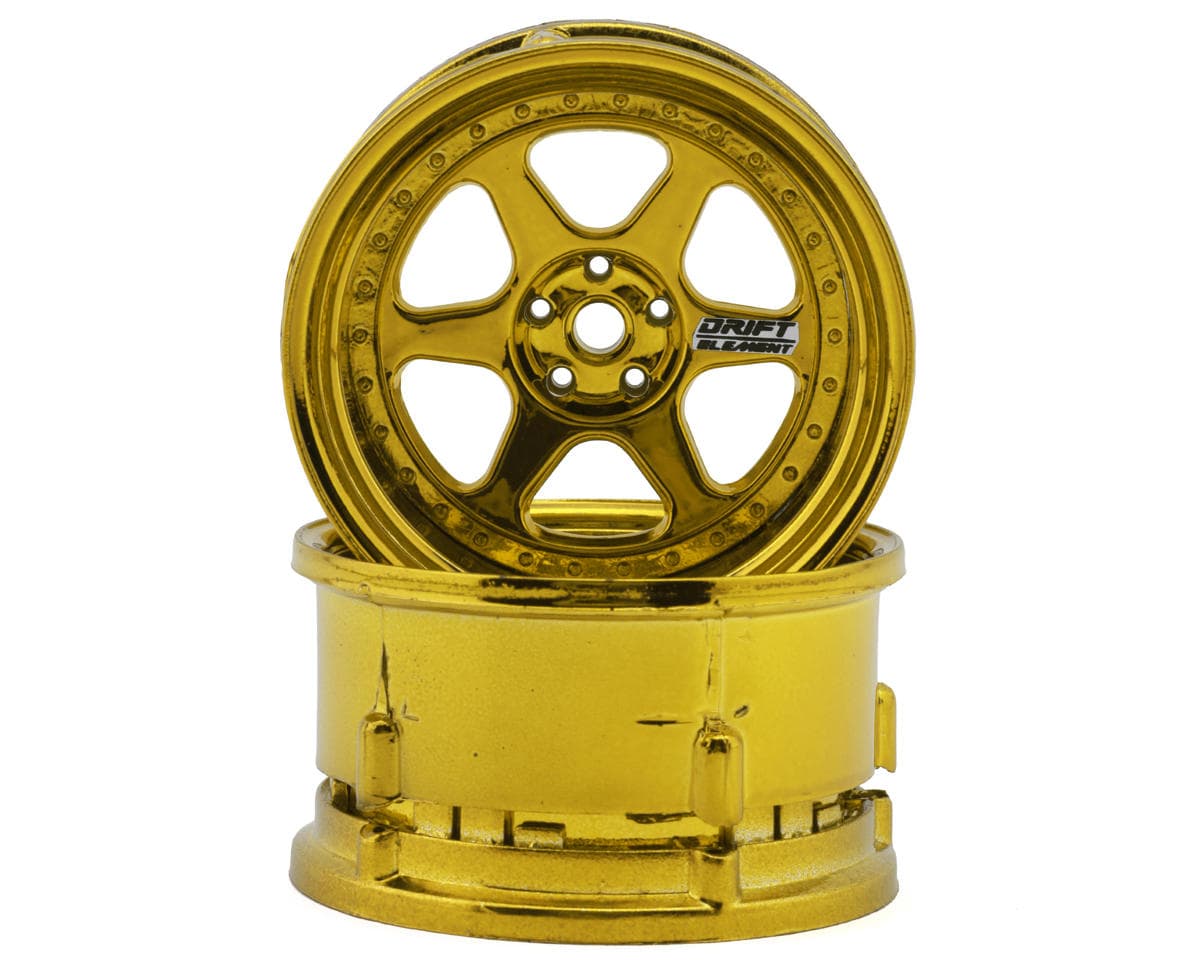 DS Racing Drift Element 6 Spoke Drift Wheels (Gold Chrome) (2) (Adjustable Offset) w/12mm Hex