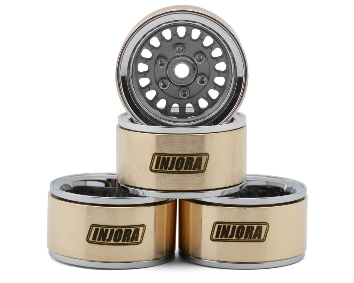 Injora 1.0" ModuWheel Brass & Aluminum Micro Crawler Beadlock Wheels (Grey) (4) (21g ea) (-4.4mm Offset)