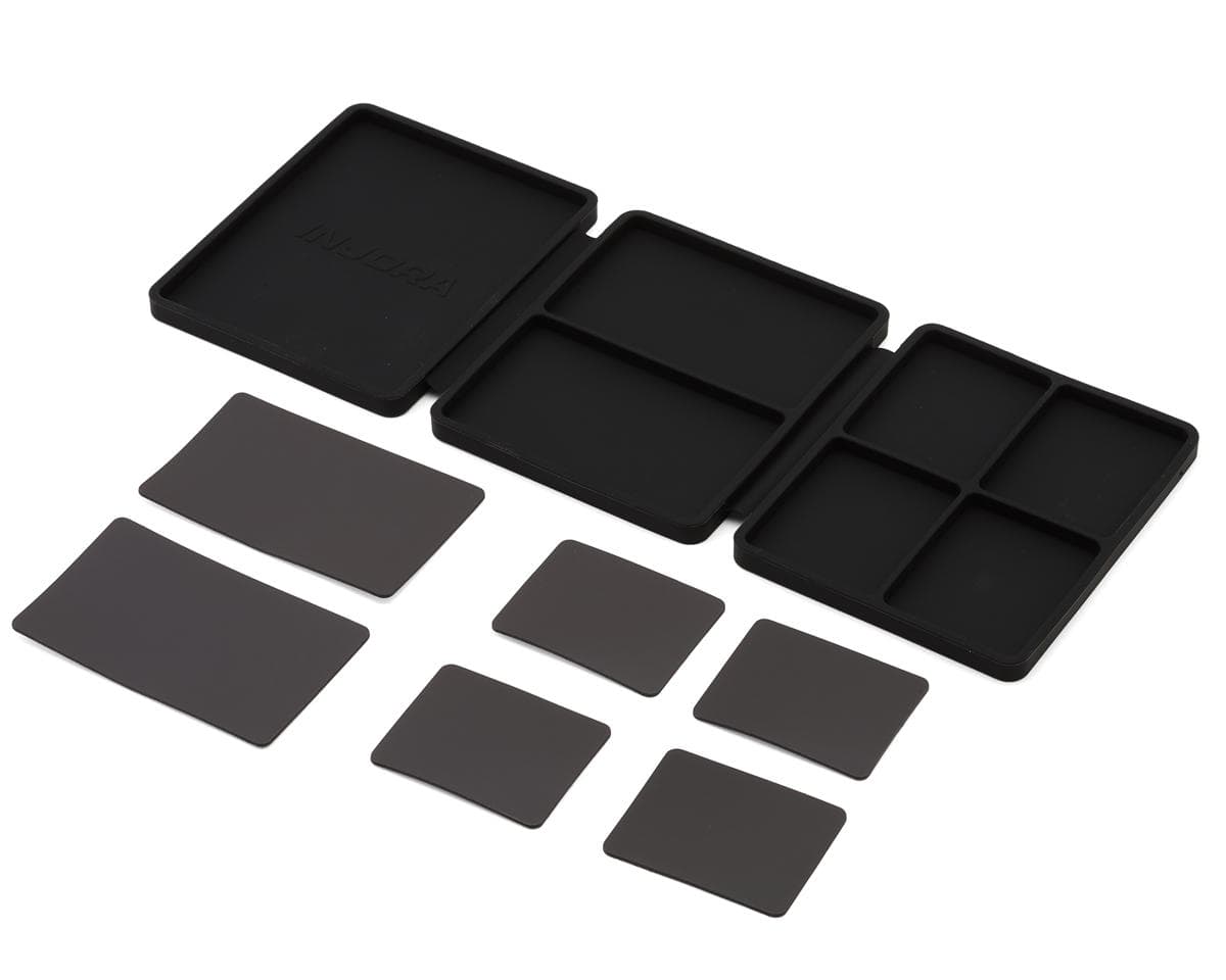 Injora Portable Tri-Fold Silicone Parts Tray (108x88mm) w/Magnetic Inserts