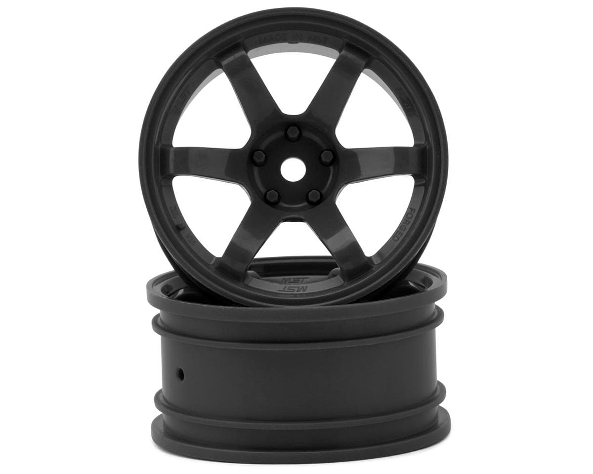 MST TE37 1/10 High Traction Drift Wheels (Gunmetal Grey) (2) (7mm Offset) w/Mounting Foam