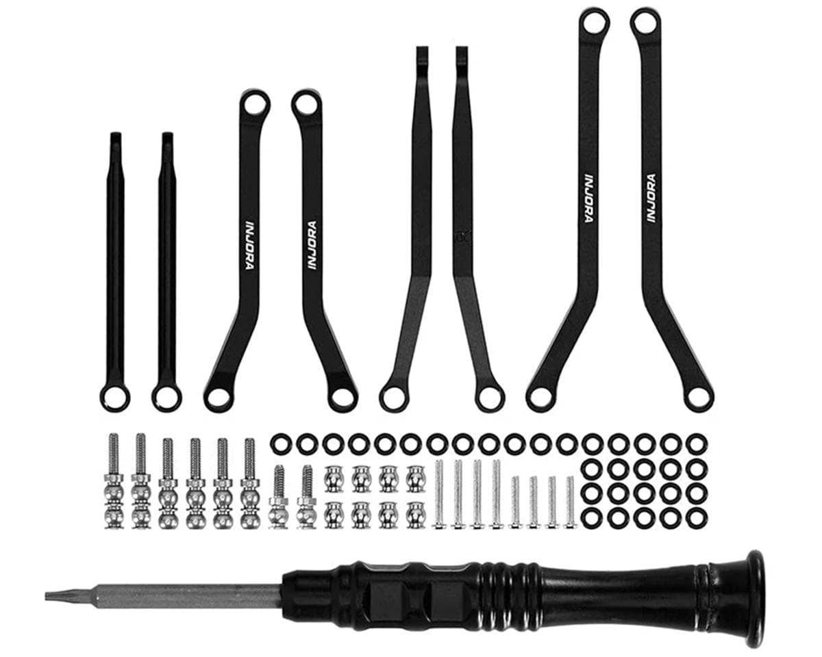 Injora Axial SCX30 Aluminum High Clearance Suspension Links Set (Black)