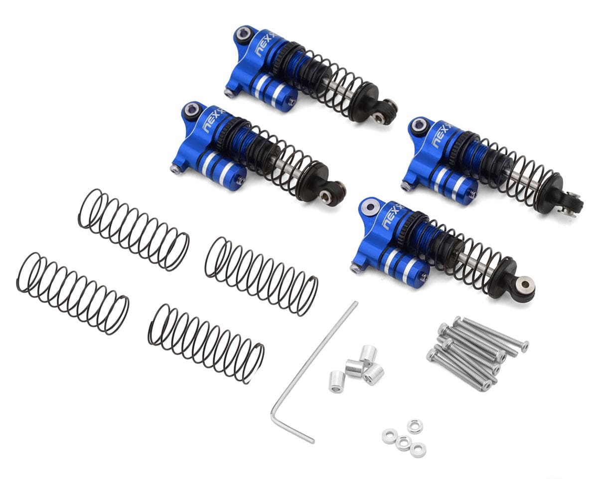 NEXX Racing Redcat Ascent-32 37mm Aluminum Threaded Oil-Filled Reservoir Shocks (Blue) (4)