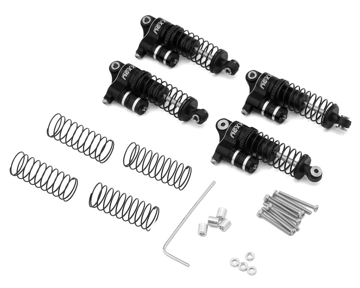NEXX Racing Redcat Ascent-32 37mm Aluminum Threaded Oil-Filled Reservoir Shocks (Black) (4)