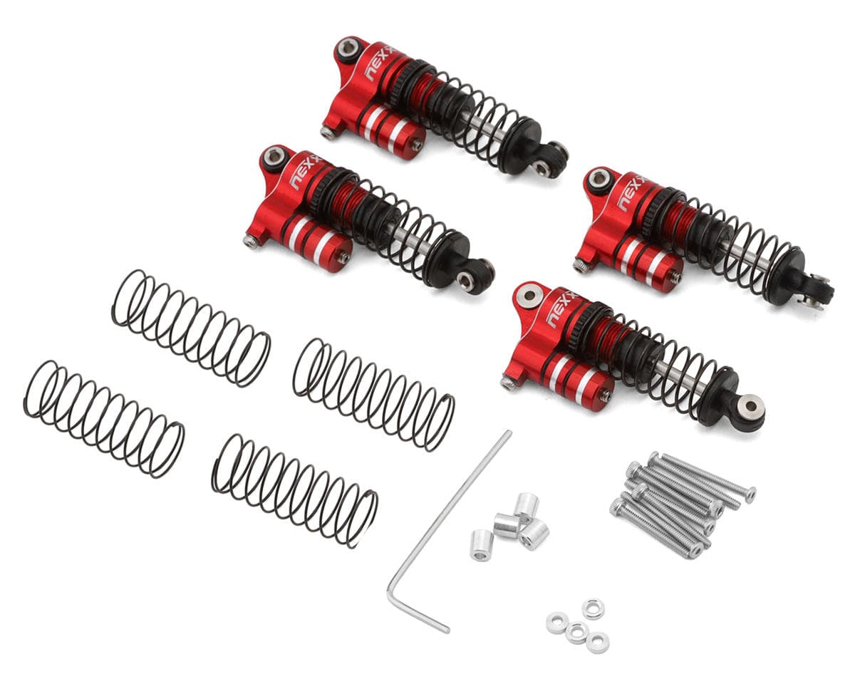 NEXX Racing Redcat Ascent-32 37mm Aluminum Threaded Oil-Filled Reservoir Shocks (Red) (4)