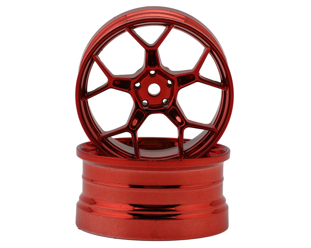 DS Racing Feathery Split Spoke Drift Wheels (Red Hi Gloss) (2) (6mm Offset) w/12mm Hex