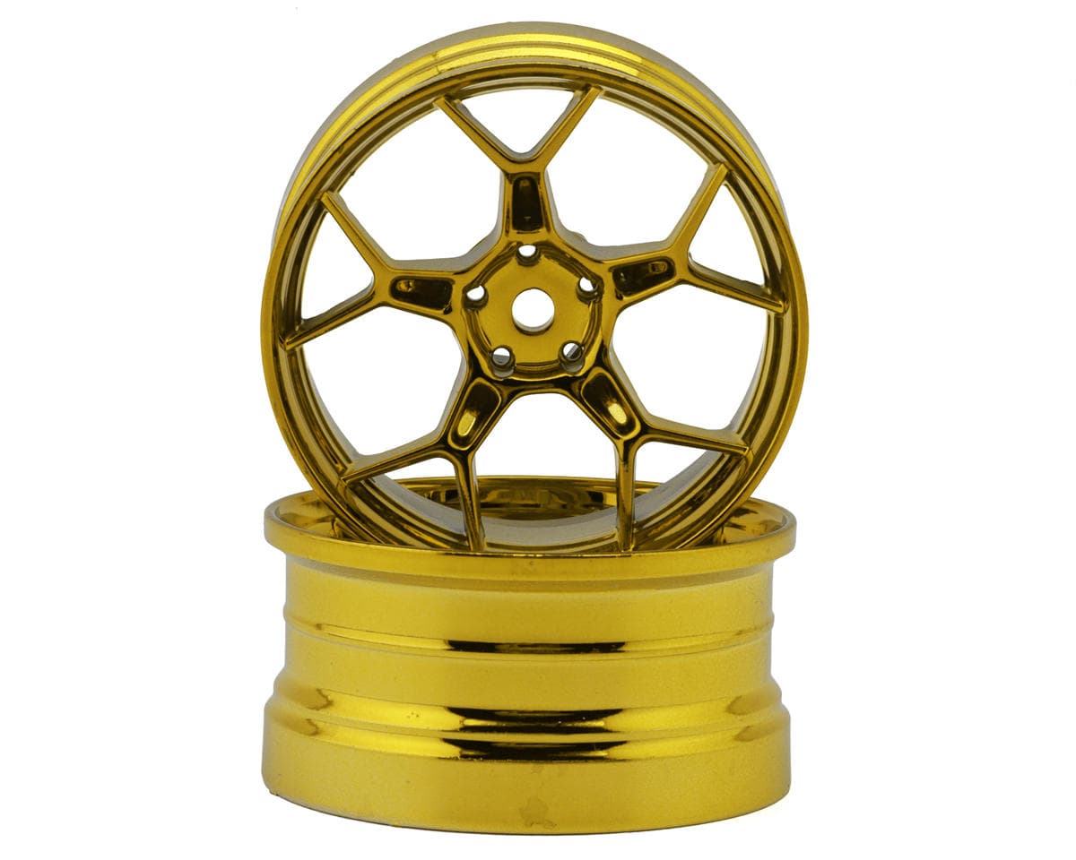 DS Racing Feathery Split Spoke Drift Wheels (Gold Hi Gloss) (2) (6mm Offset) w/12mm Hex