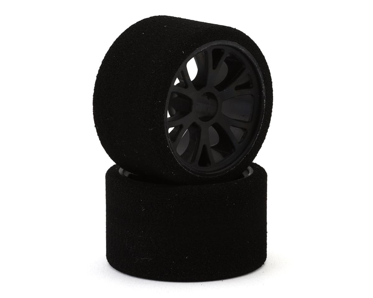 eXcelerate "E" Compound 1/12 Pan Car Front Synthetic Foam Pre-Mounted Tires (Yellow) (2)