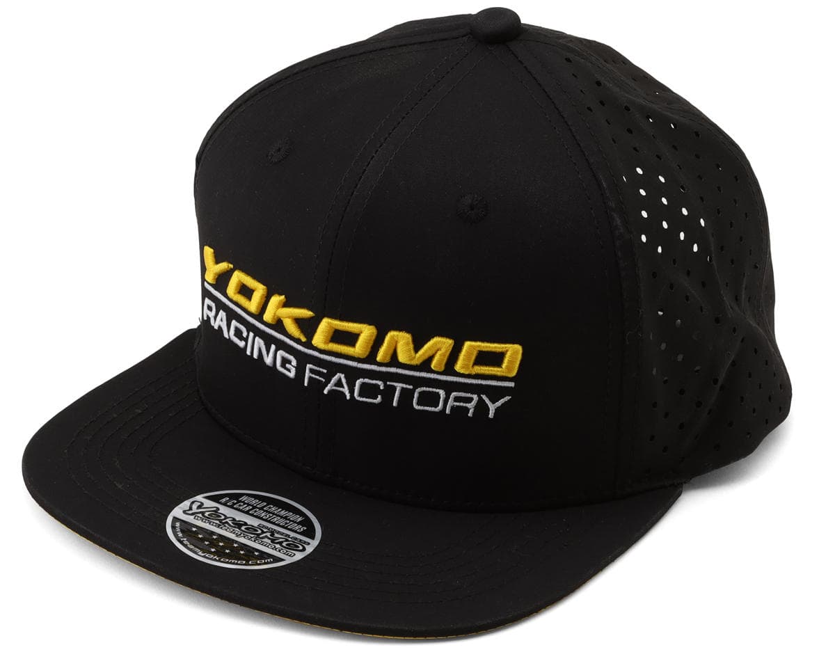 Yokomo Factory Team Snapback Flatbill Hat (Black/Yellow) (One Size Fits Most)